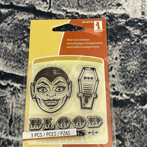 EK Success INKADINKADO Clear Stamps HALLOWEEN Bat Vampire Cling Stamps - Picture 3 of 6